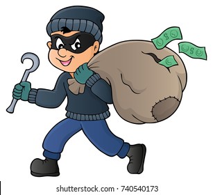 Thief with bag of money theme 1 - eps10 vector illustration.