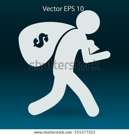 Thief with bag of money vector illustration