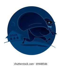 Thief Bank Robber night crime moon stars secret