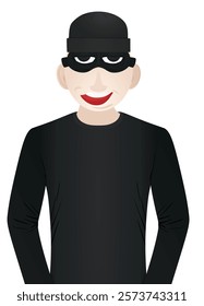 Thief in black suit. vector