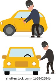 ladrón rompiendo ilustración vectorial de camión
