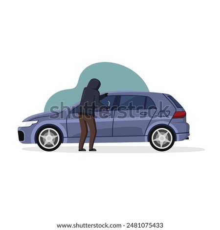 A thief breaks into a car