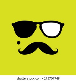 thief or burglar with old style mustache, sunglasses vector. This graphic icon also represents robber with mole, mugger, crook or criminal