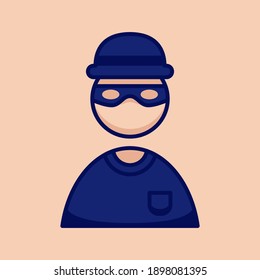 thief burglar people icon simple and minimalist in cartoon outline graphic vector illustration style