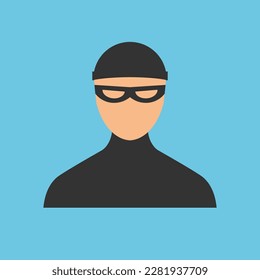 Thief with cap black icon. Criminal logo. Vector illustration in a flat trendy style. Vector illustration.