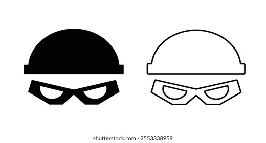 Thief with cap set icon isolated on white background.