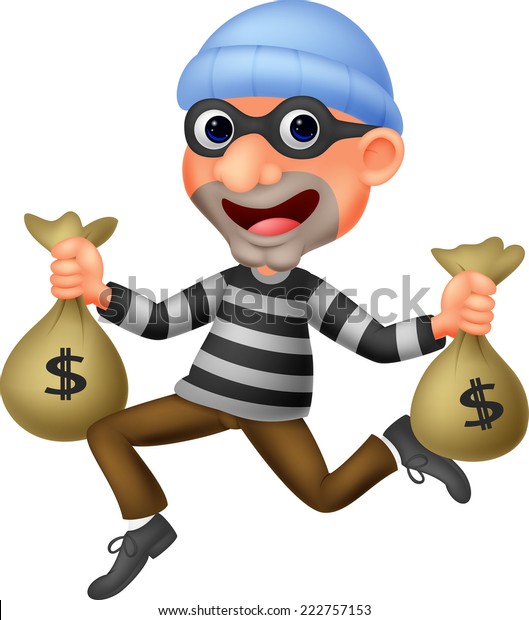 Thief Carrying Bag Money Dollar Sign Stock Vector Royalty Free