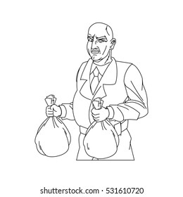 Thief cartoon with money bag design