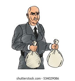 Thief cartoon with money bag design