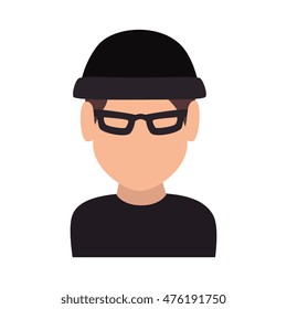 thief cartoon robber criminal man theft wearing black clothes vector illustration