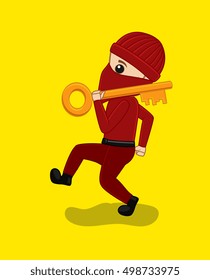 Thief Character with Key Vector
