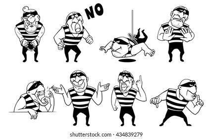 Thief collection, vector art isolated on white.