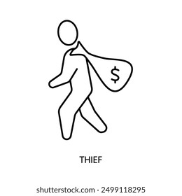 thief concept line icon. Simple element illustration. thief concept outline symbol design.