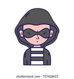 thief criminal with mask and coat hood