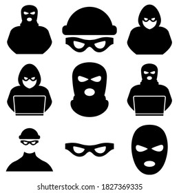 Thief, criminal, robber icon logo isolated on white background