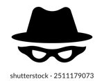 Thief, Criminal, Robber, Scammer, Hacker icon logo isolated, Thief mask with eye slits, security and fraud symbols isolated, Burglary thief icon. Cyber criminal with laptop stealing user personal data