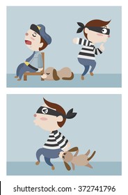 thief fail to steal cartoon vector