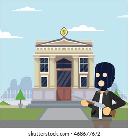 thief in front bank