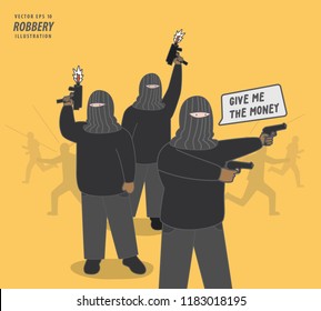 the thief gang robbery illustration vector. Criminal concept.