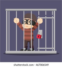 thief getting jailed illustration design