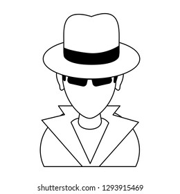 Thief hacker avatar symbol in black and white