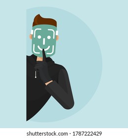 The thief hacks the face id and can steal any personal, provocative information. The thief infiltrates his private life. The thief wears a face id mask and breaks into the security.