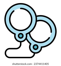 Dieb Handschellen Symbol Umrandung Vektorgrafik. Hand ins Gefängnis! Strafvollzugsfarbe