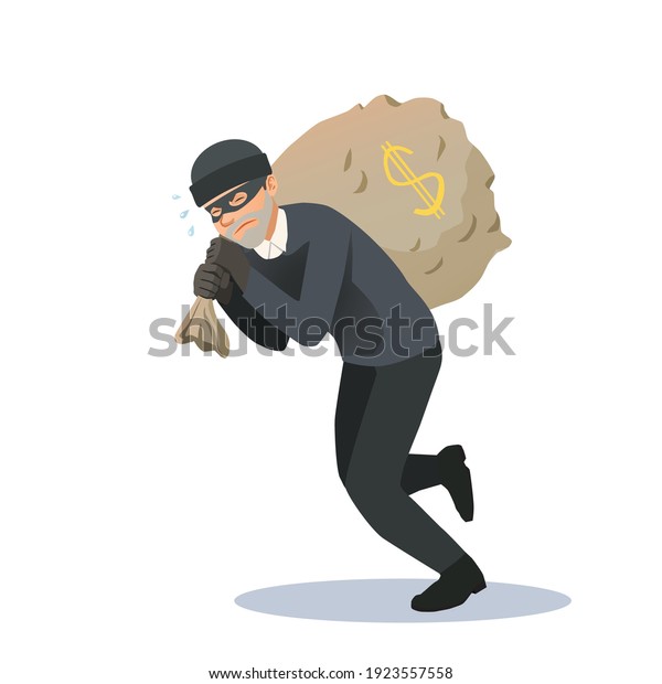 Thief Has Stolen Large Bag Money Stock Vector (Royalty Free) 1923557558 ...