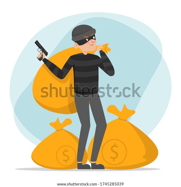 Thief Holding Money Bag Gun Vector Stock Vector (Royalty Free ...