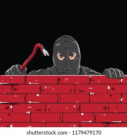 Thief holds a crowbar