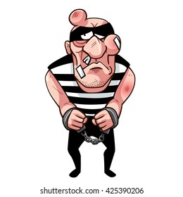 Thief is hurt when he was caught, vector art and illustration.