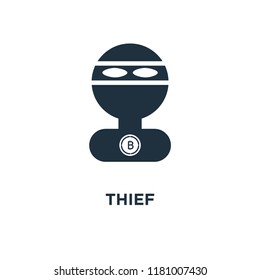 Thief icon. Black filled vector illustration. Thief symbol on white background. Can be used in web and mobile.