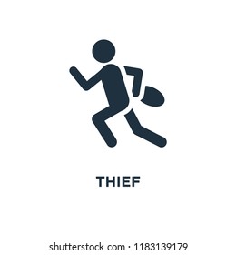 Thief icon. Black filled vector illustration. Thief symbol on white background. Can be used in web and mobile.
