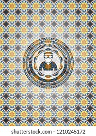 thief icon inside arabesque emblem. arabic decoration.