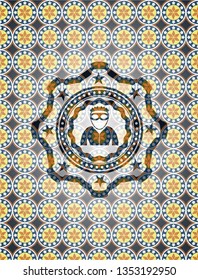 thief icon inside arabic emblem. Arabesque decoration.