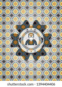 thief icon inside arabic emblem. Arabesque decoration.