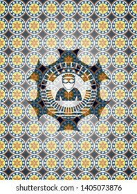 thief icon inside arabic style emblem. Arabesque decoration.