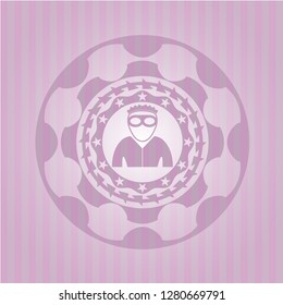 thief icon inside badge with pink background