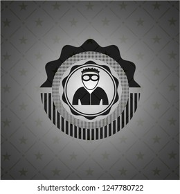 thief icon inside black emblem. Vintage.