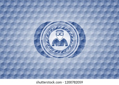 thief icon inside blue hexagon badge.