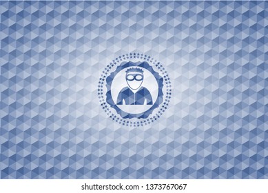 thief icon inside blue polygonal badge.