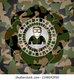 thief icon inside camouflage emblem