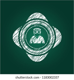 thief icon inside chalkboard emblem