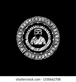 thief icon inside chalkboard emblem