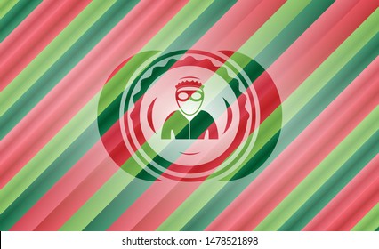 thief icon inside christmas badge background.