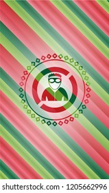 thief icon inside christmas emblem background.