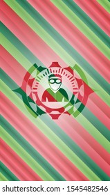 thief icon inside christmas emblem background.