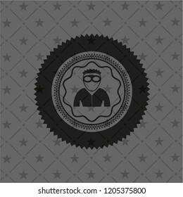 thief icon inside dark emblem. Retro