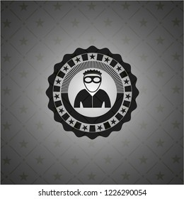 thief icon inside dark emblem. Retro
