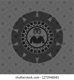 thief icon inside dark emblem. Retro